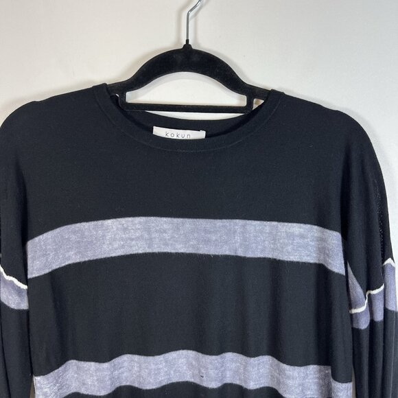 Kokun Overdyed Sweater Size M Pullover Bamboo Cashmere Gray Black Minimalist - Picture 2 of 10